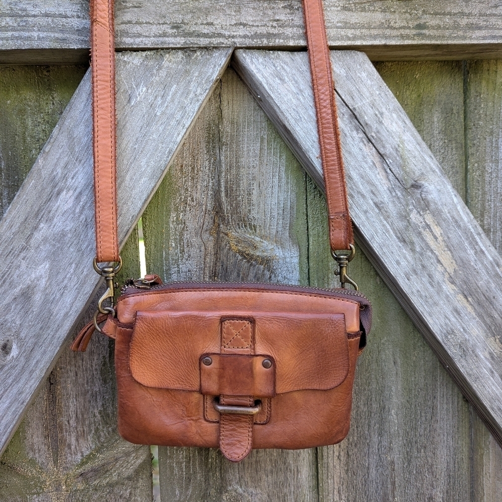 Harbour 2nd Luna Crossbody or Belt Bag in‎ Cognac Genuine Distressed Soft…
